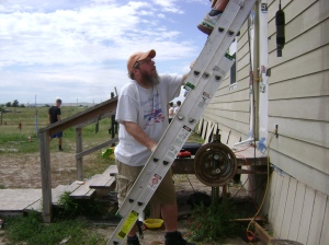 Me, holding a ladder